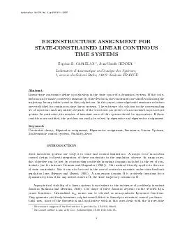 EIGENSTRUCTURE ASSIGNMENT FOR STATECONSTRAINED LINEAR CONTINOUS TIME SYSTEMS Eugenio B