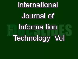 International Journal of Informa tion Technology  Vol