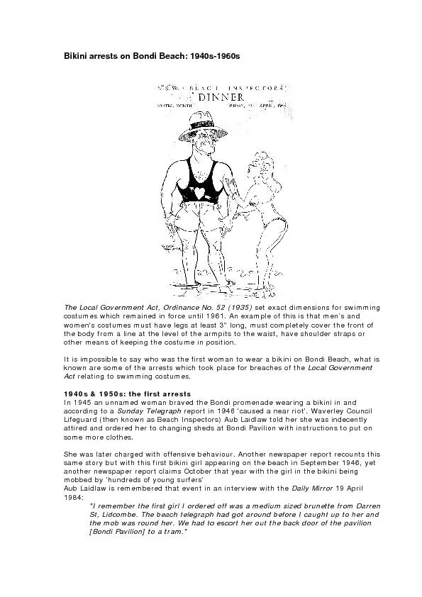 Bikini arrests on Bondi Beach: 1940s1960s