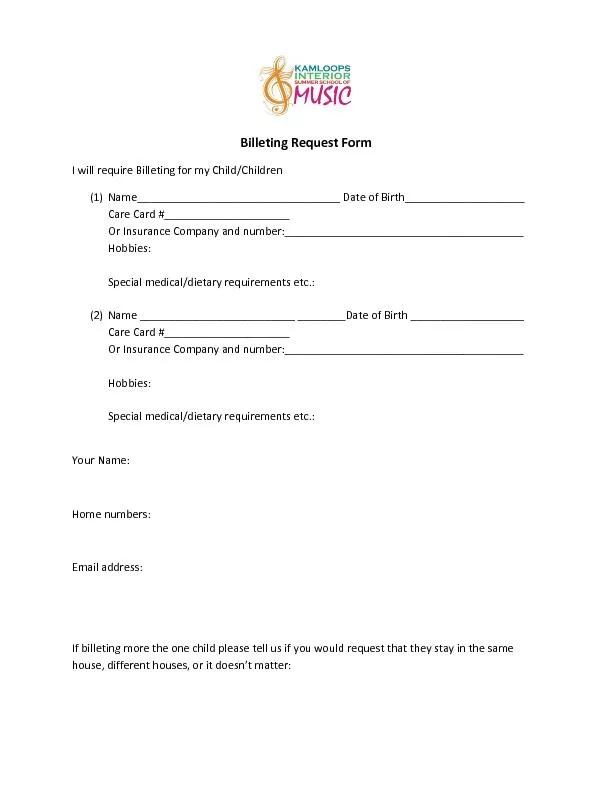 Billeting Request Form