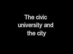 The civic university and the city