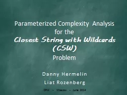Parameterized Complexity Analysis for the
