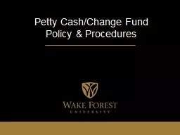 Petty Cash/Change Fund