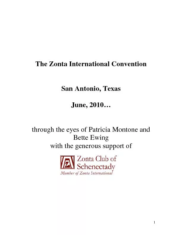 The Zonta International Convention   San Antonio, Texas  June, 2010