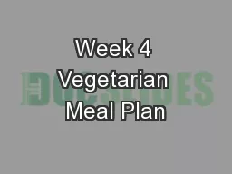 Week 4 Vegetarian Meal Plan