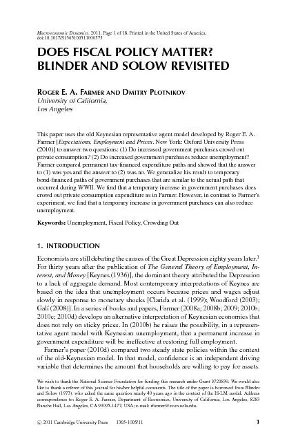 MacroeconomicDynamics,2011,Page1of18.PrintedintheUnitedStatesofAmerica