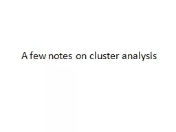 A few notes on cluster analysis