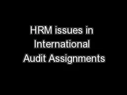 HRM issues in International Audit Assignments