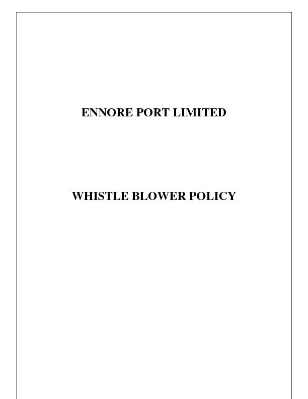 ENNORE PORT LIMITEDWHISTLE BLOWER POLICY