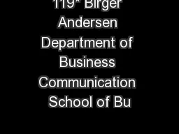 119* Birger Andersen Department of Business Communication School of Bu
