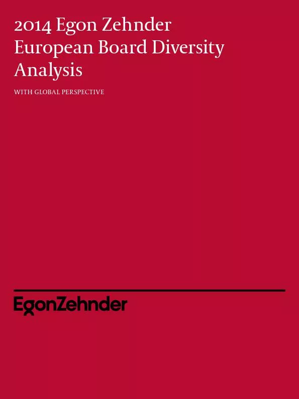 2014 Egon Zehnder European Board Diversity AnalysisWITH GLOBAL PRSPECT