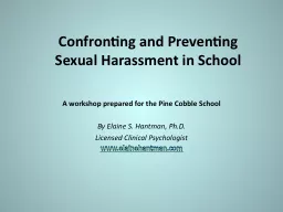 Confronting and Preventing Sexual Harassment in School