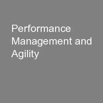 Performance Management and Agility