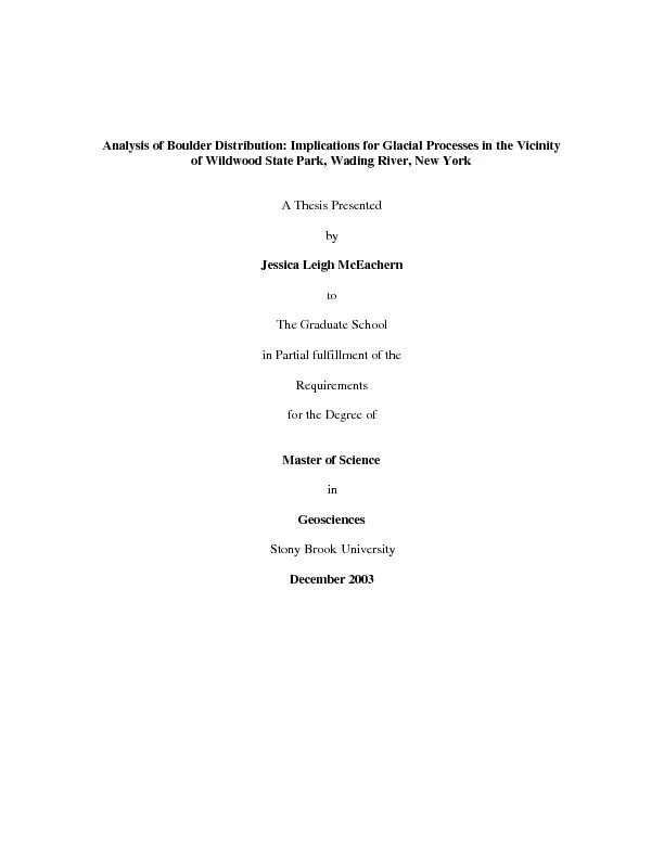 Analysis of Boulder Distribution: Implications for Glacial Processes i