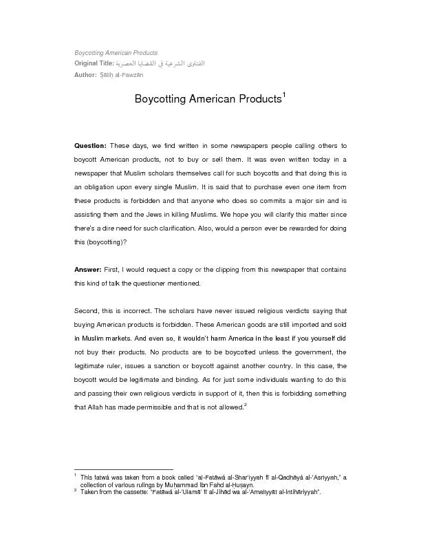 Boycotting American Products