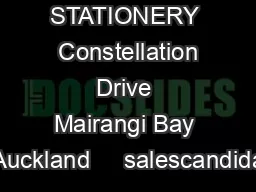 CANDIDA STATIONERY  Constellation Drive Mairangi Bay Auckland     salescandida