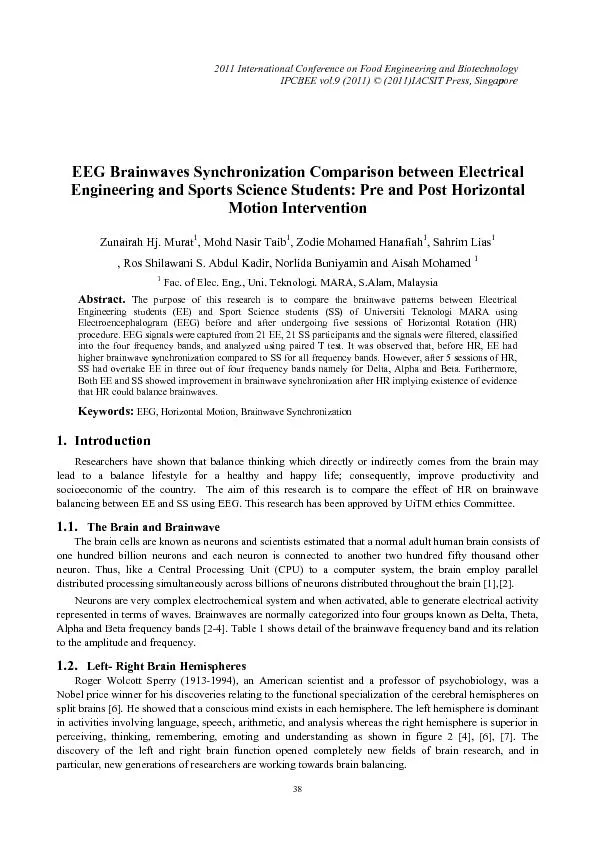 EEG Brainwaves Synchronization Comparison between Electrical Engineeri