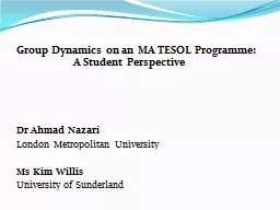 Group Dynamics on an MA TESOL Programme: