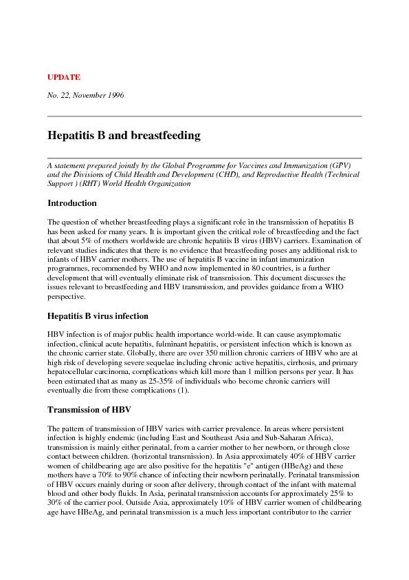 Hepatitis B and breastfeeding