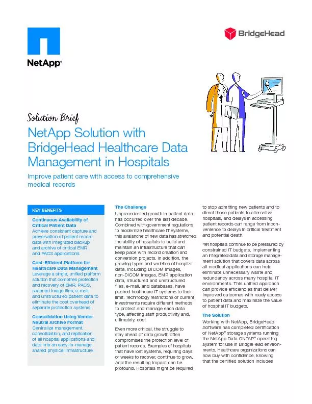 NetApp Solution with BridgeHead Healthcare Data Management in Hospital