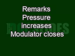 Remarks Pressure increases Modulator closes