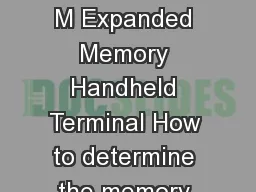 M Handheld Terminal Users Manual Addendum M with Expanded Memory  The M Expanded Memory