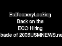 BuffooneryLooking Back on the ECO Hiring Debacle of 2006USMNEWS.net's