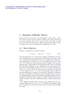 Lyapunov Stability Theory In this section we review the tools of Lyapunov stability theory