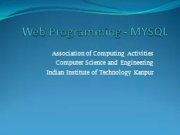 Web Programming - MYSQL