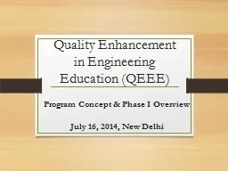 Quality Enhancement in Engineering Education (QEEE)