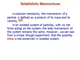Relativistic Momentum