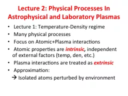 Lecture 2: Physical Processes In