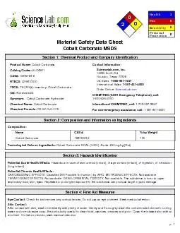 Material Safety Data SheetCobalt Carbonate MSDS