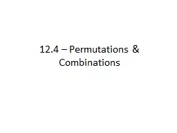 12.4 – Permutations & Combinations