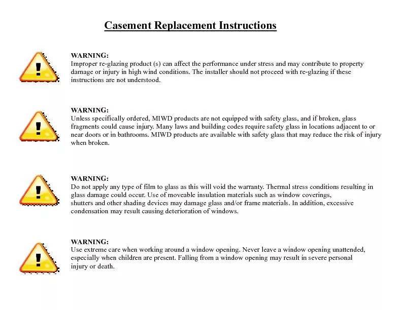 Casement Replacement Instructions