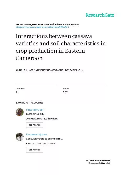 INTERACTIONS BETWEEN CASSAVA VARIETIES AND SOIL CHARACTERISTICS IN CRO