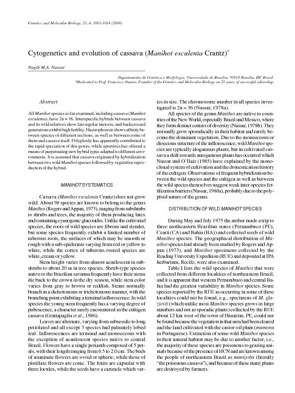 1003Cytogenetics and evolution of cassava