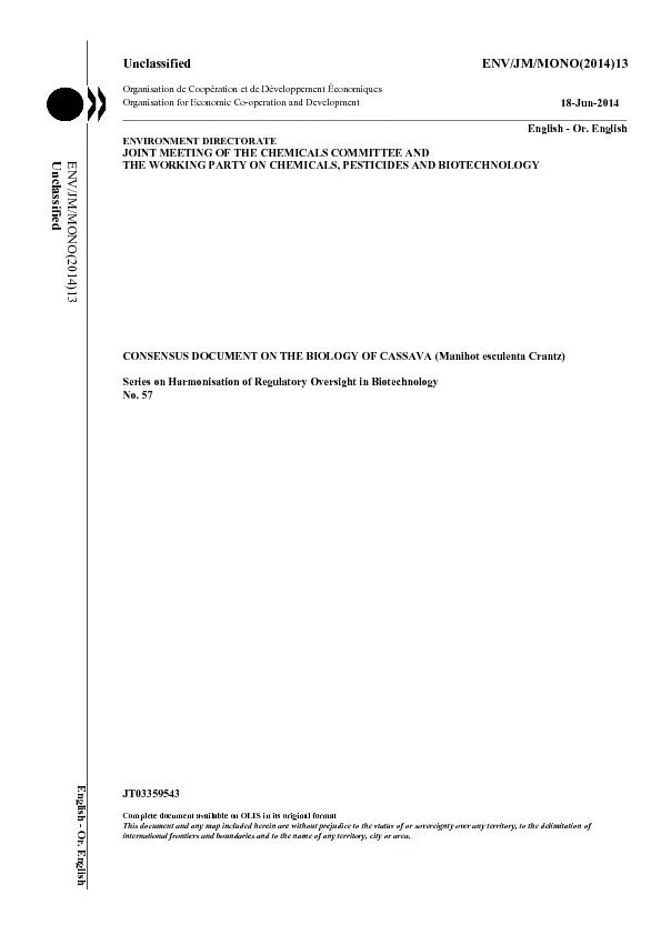 Unclassified ENV/JM/MONO(2014)13Organisation de Coop