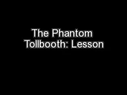 The Phantom Tollbooth: Lesson