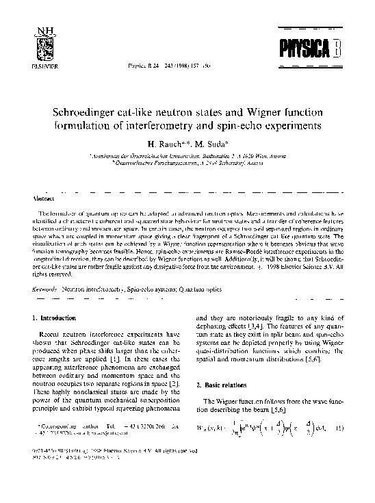 cat-like neutron states and Wigner function formulation of interferome