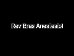 Rev Bras Anestesiol