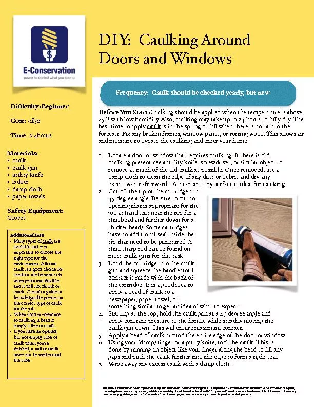 DIY:  Caulking Around Doors and Windowsculty:BeginnerCost:TimeMaterial