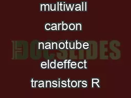 Single and multiwall carbon nanotube eldeffect transistors R