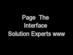 Page  The Interface Solution Experts www