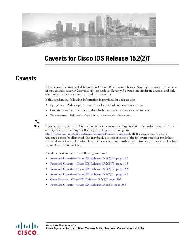 Caveats for CiscoIOSRelease15.2(2)TOL-25471-04 Rev. P0