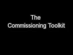 The Commissioning Toolkit