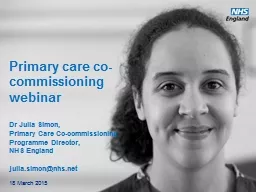 Primary care co-commissioning webinar