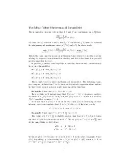 The Mean alue Theorem and Inequalities The mean alue th or tells us that if and are con