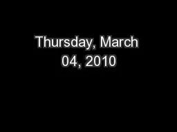 Thursday, March 04, 2010