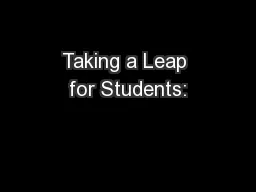 Taking a Leap for Students: